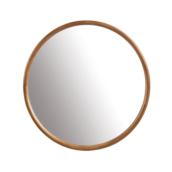 Linden Solid Wood Round Wall Mirror