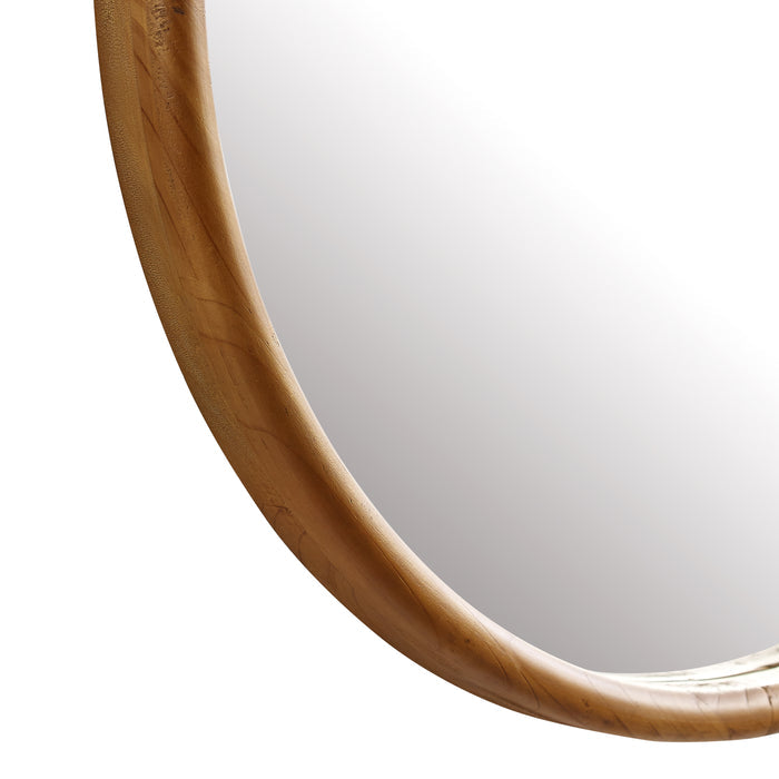 Linden Solid Wood Round Wall Mirror