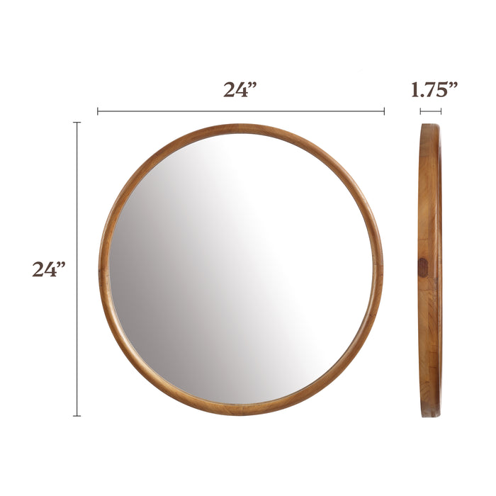 Linden Solid Wood Round Wall Mirror