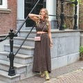 Linnen set rok en top bruin