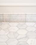 Long Island Marble Honed Finish Skirting|Credit : Philippa Bloom, Designed by : Ripples Bathrooms|long-island-marble-honed-finish-large-hexagon