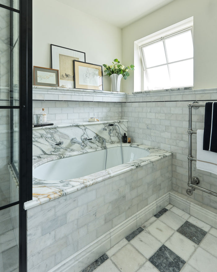 Long Island Marble Honed Finish Skirting|Bathroom design, installation and photography by Simply Bathrooms & Interiors|kendal-marble-tumbled-finish, long-island-marble-honed-finish-brick, long-island-marble-tumbled-finish