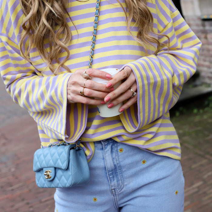 Lora streep top geel lila
