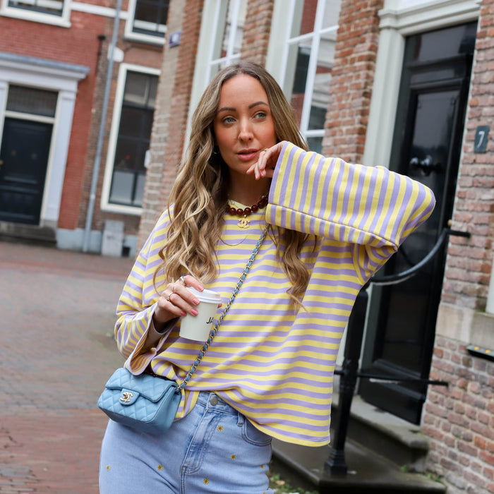 Lora streep top geel lila