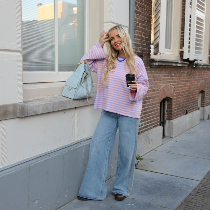 Lora streep top roze lila