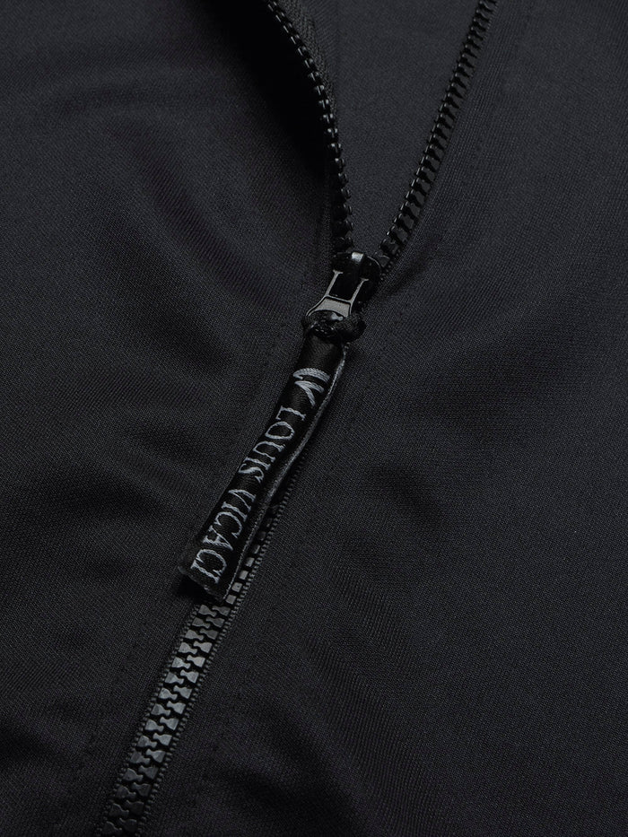 Louis Vicaci Active Wear Stylish Zipper Mock Neck with Logo For Men-Black-BE2052