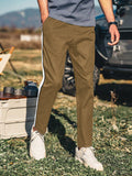 Louis Vicaci Active Wear Summer Trouser Pant For Men-Light Brown with Stripe-BR650