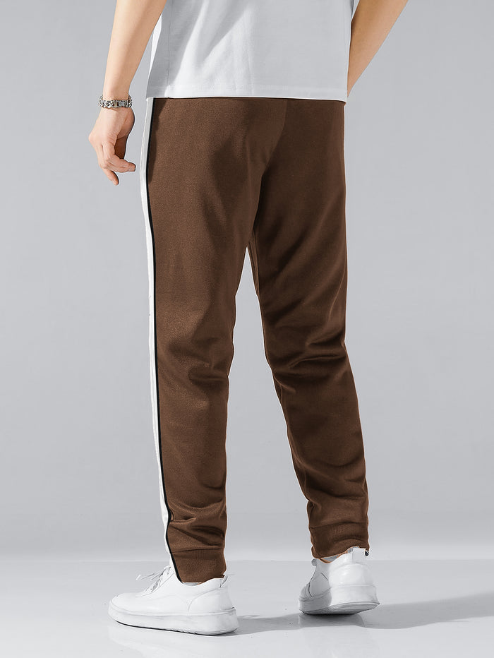 Louis Vicaci Active Wear Summer Trouser Pant For Men-Light Brown with Stripe-BR649