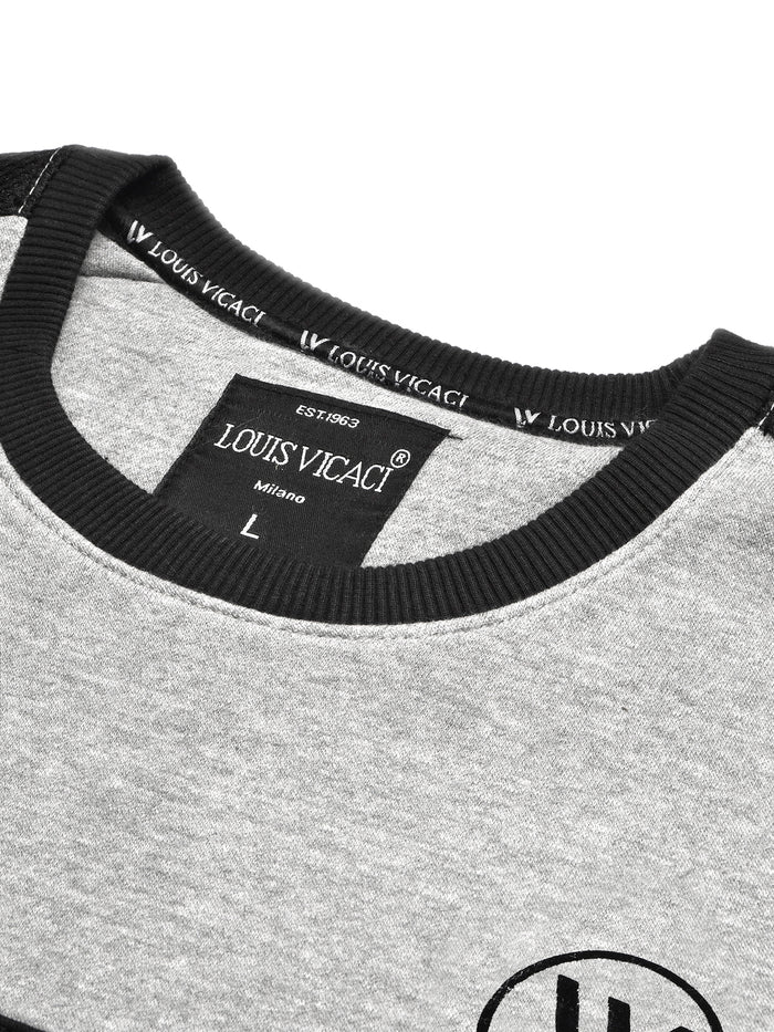Louis Vicaci Fleece Sweatshirt For Men-Black with Gey Melange-BR833