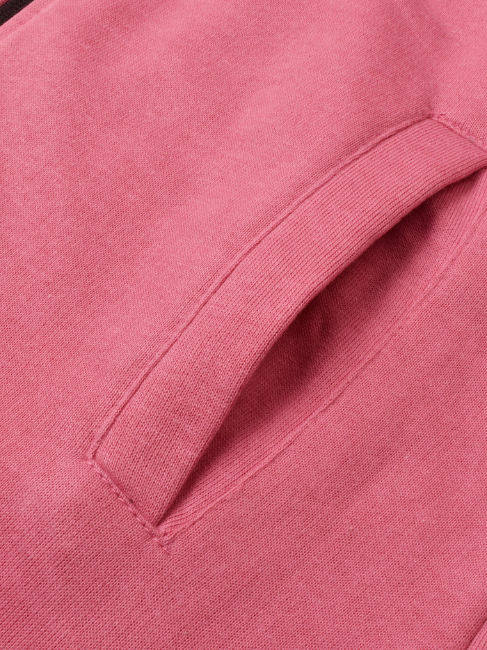 Louis Vicaci Fleece Zipper Tracksuit For Ladies-Pink with Black Stripe-BR367