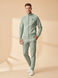 Louis Vicaci Fleece Zipper Tracksuit For Men-Light Green-LVTS07