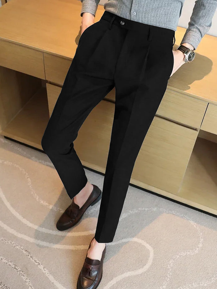 Louis Vicaci Interlock Stretchy Slim Fit Pent For Men-Black-RT2454