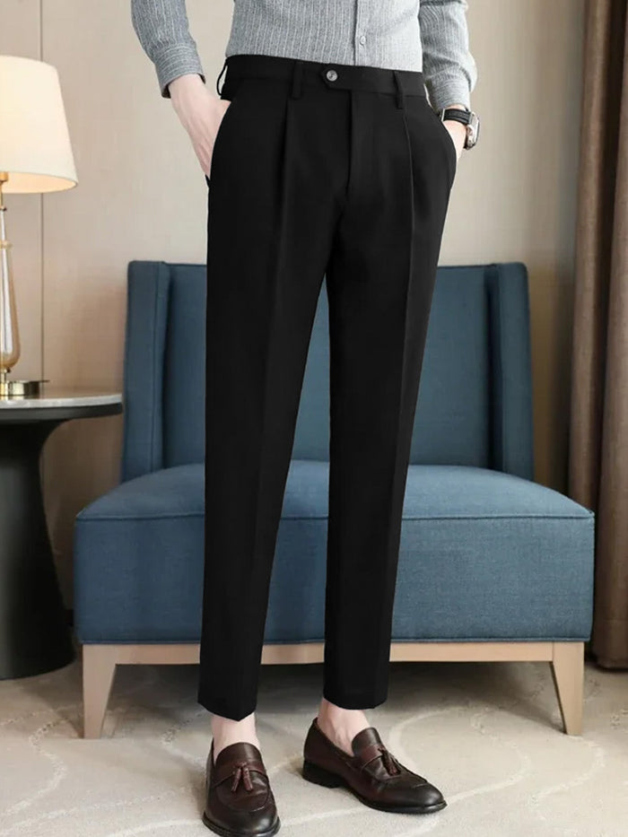 Louis Vicaci Interlock Stretchy Slim Fit Pent For Men-Black-RT2454