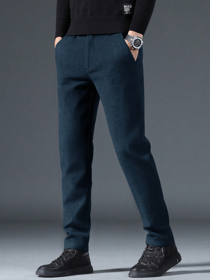 Louis Vicaci Interlock Stretchy Slim Fit Pent For Men-Dark Blue with Noise-RT2416