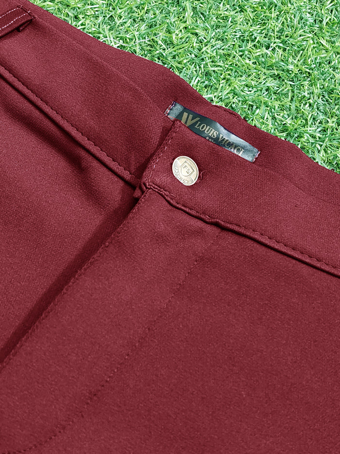 Louis Vicaci Interlock Stretchy Slim Fit Pent For Men-Dark Red Noise-AZ155
