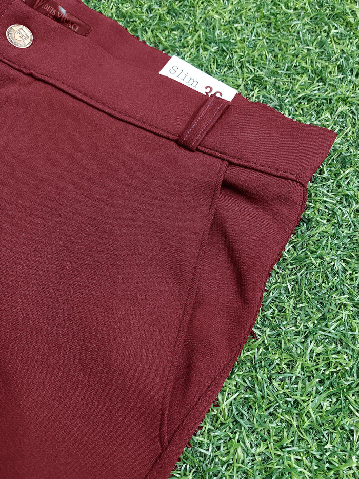 Louis Vicaci Interlock Stretchy Slim Fit Pent For Men-Dark Red Noise-AZ155