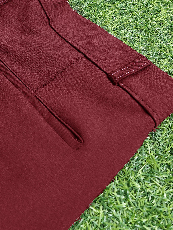 Louis Vicaci Interlock Stretchy Slim Fit Pent For Men-Dark Red Noise-AZ155