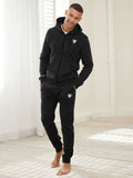 Louis Vicaci Lightning Flash Zipper Hooded Training Tracksuit For Men-Black-RT1159