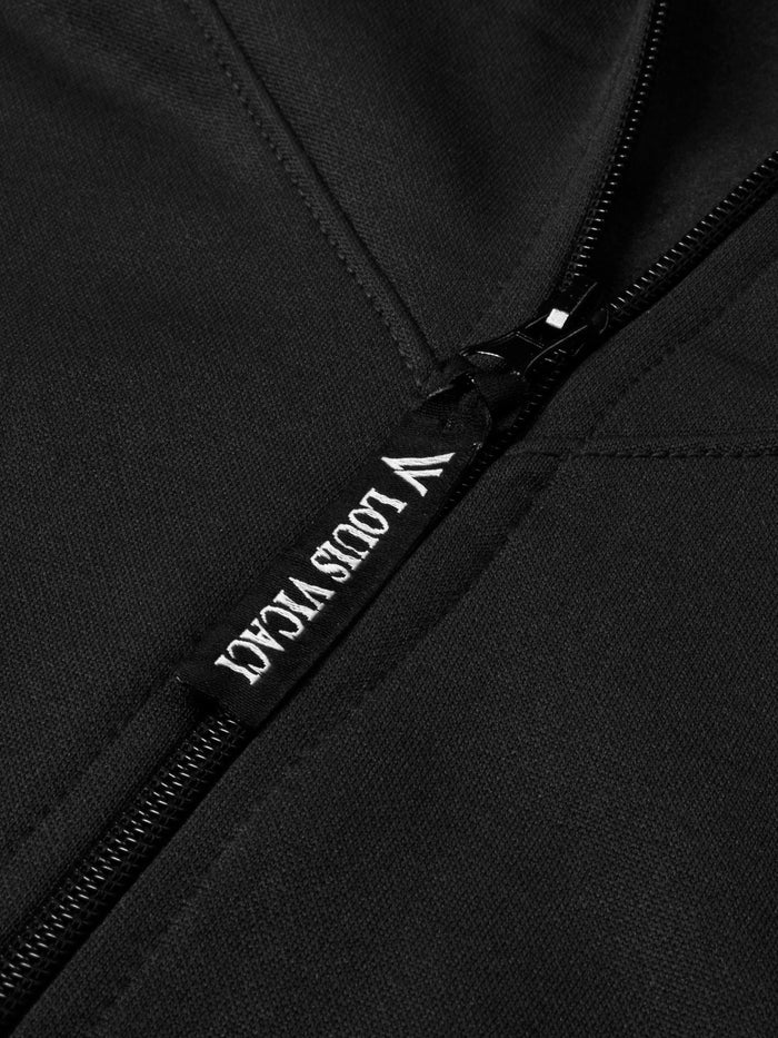 Louis Vicaci Lightning Flash Zipper Hooded Training Tracksuit For Men-Black-RT1159