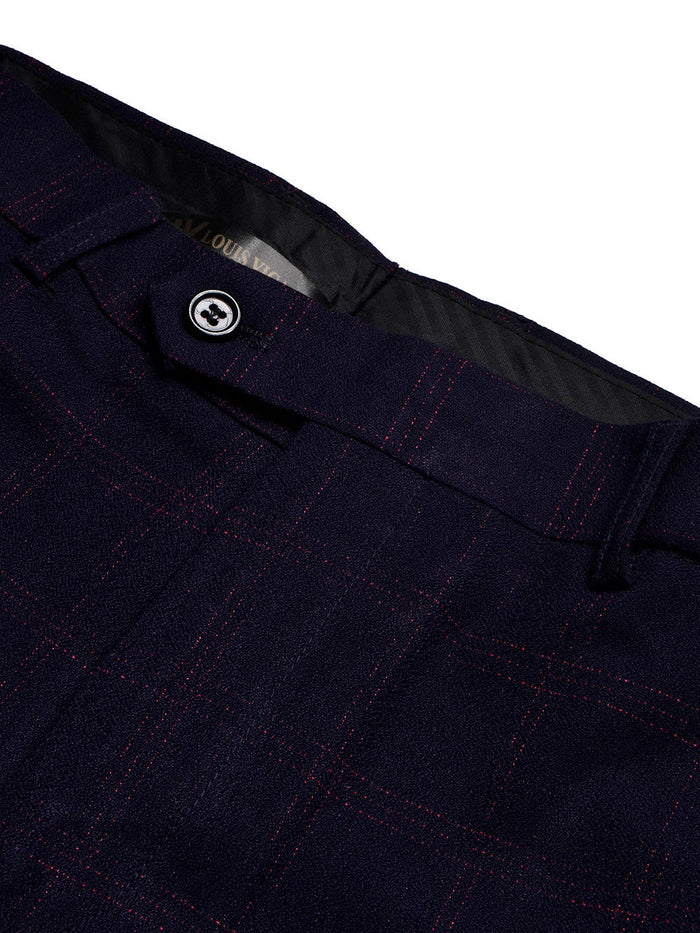 Louis Vicaci Slim Fit Dress Denim Pent For Men-Dark Blue with Check-BE790/BR13037