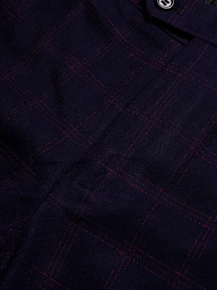 Louis Vicaci Slim Fit Dress Denim Pent For Men-Dark Blue with Check-BE790/BR13037