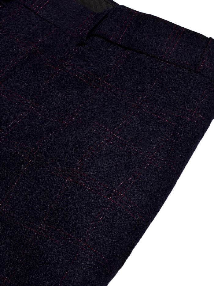 Louis Vicaci Slim Fit Dress Denim Pent For Men-Dark Blue with Check-BE790/BR13037