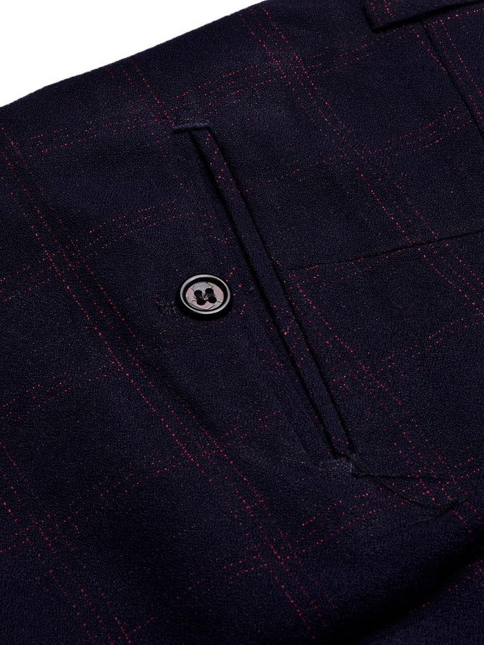 Louis Vicaci Slim Fit Dress Denim Pent For Men-Dark Blue with Check-BE790/BR13037