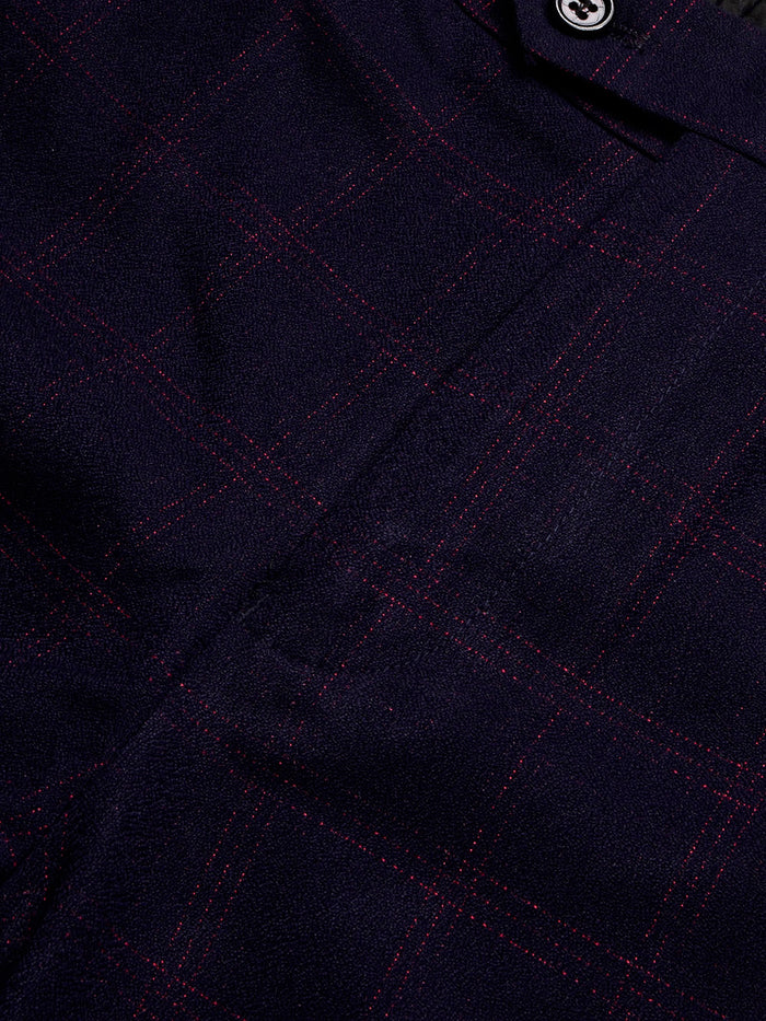 Louis Vicaci Slim Fit Dress Interlock Pent For Men-Dark Blue with Check-BR13037