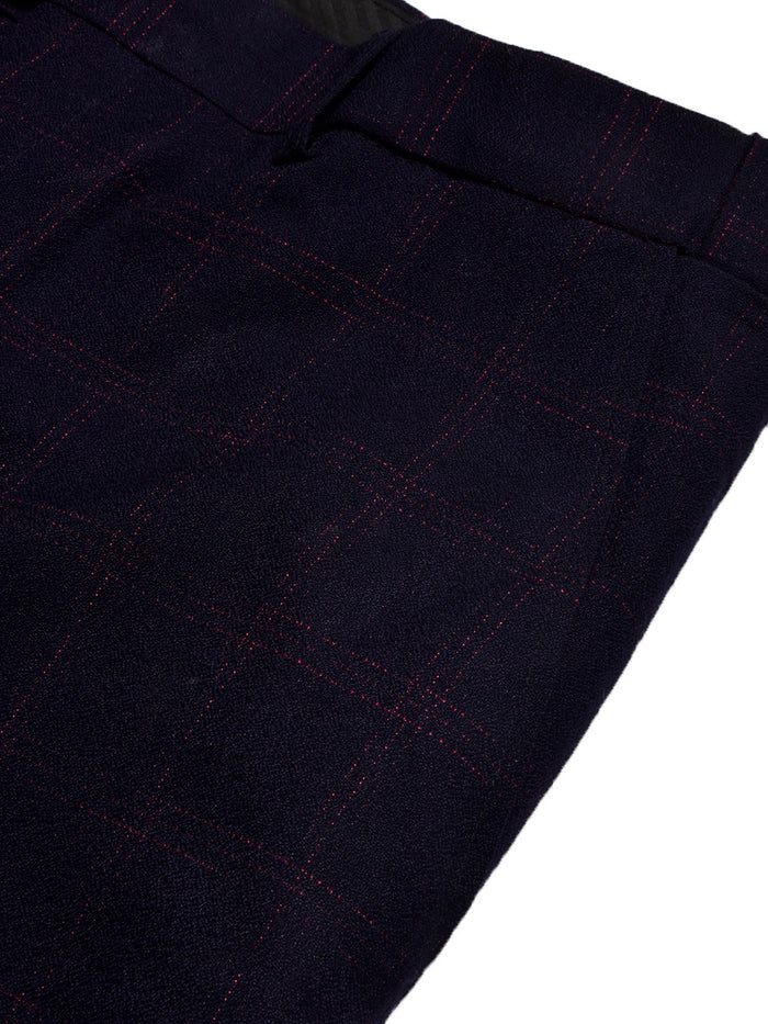 Louis Vicaci Slim Fit Dress Interlock Pent For Men-Dark Blue with Check-BR13037