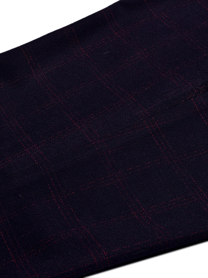 Louis Vicaci Slim Fit Dress Interlock Pent For Men-Dark Blue with Check-BR13037