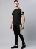 Louis Vicaci Summer Active Wear Tracksuit For Men-Black with Grey Pannels-RT2429