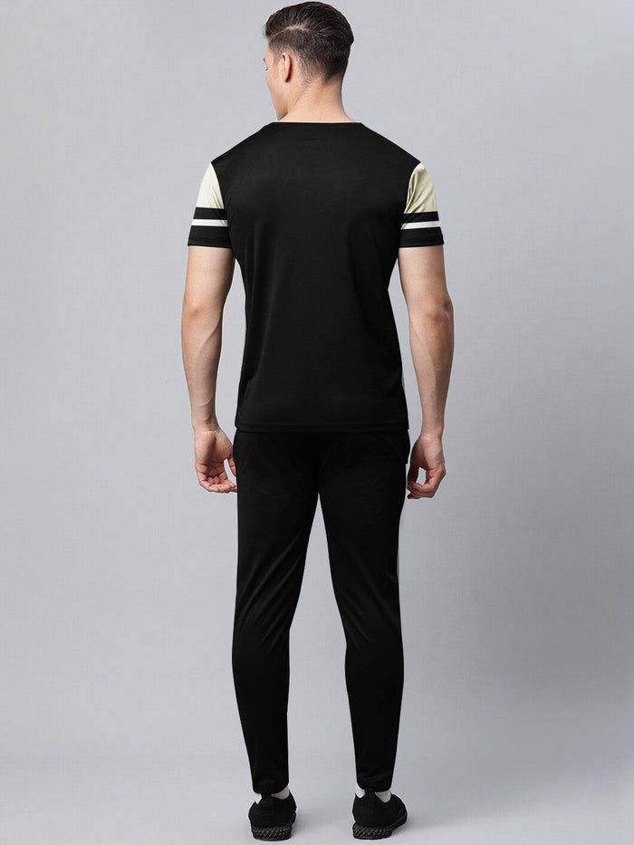 Louis Vicaci Summer Active Wear Tracksuit For Men-Black with Grey Pannels-RT2429