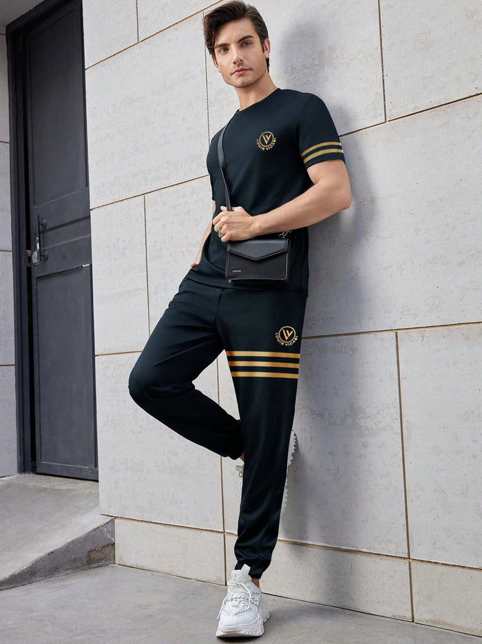 Louis Vicaci Summer Active Wear Tracksuit For Men-Dark Navy-BE918/BR13179