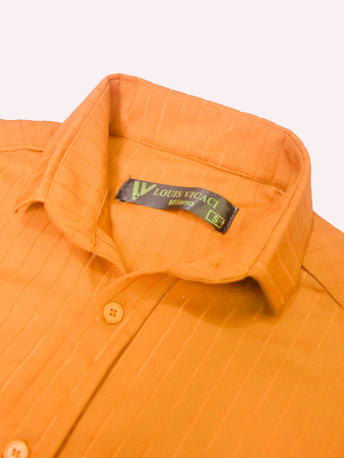 Louis Vicaci Super Stretchy Slim Fit Lycra Casual Shirt For Men-Yellow with Lining-BR414
