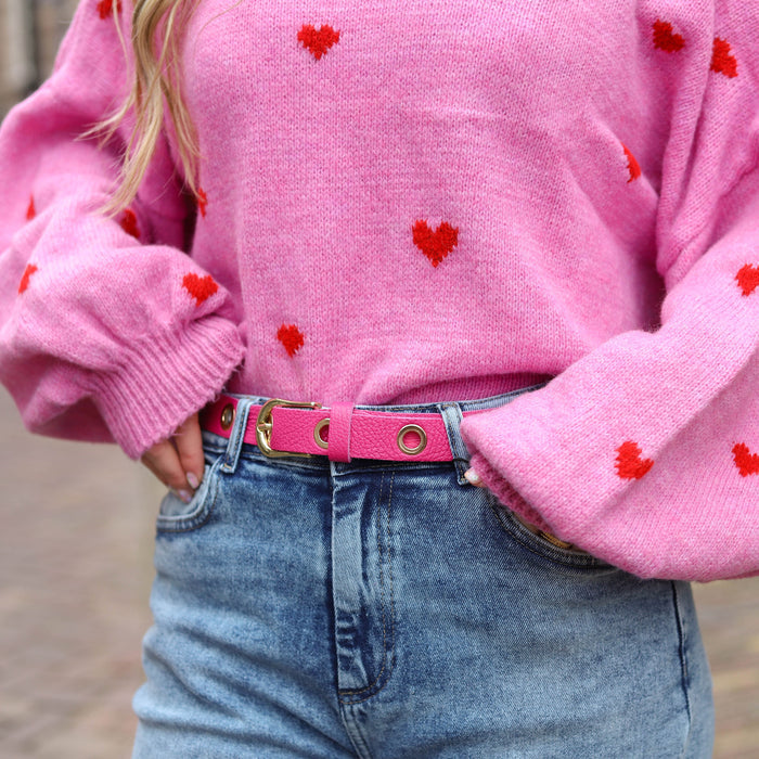 Lovie hartjes trui roze rood