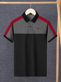 LV Summer Polo Shirt For Men-Grey Melange with Black-BE13038