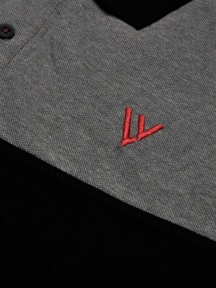 LV Summer Polo Shirt For Men-Grey Melange with Black-BE13038
