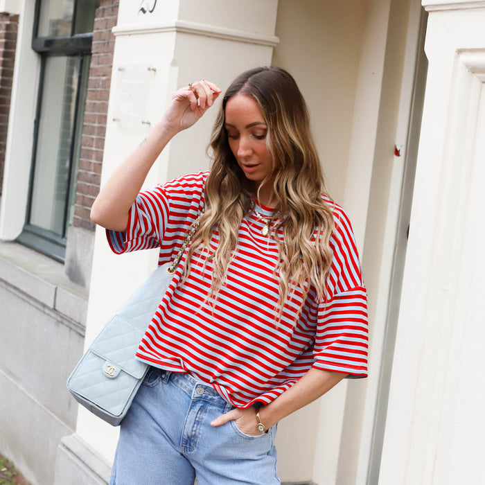 Maggy shirt streep blauw rood