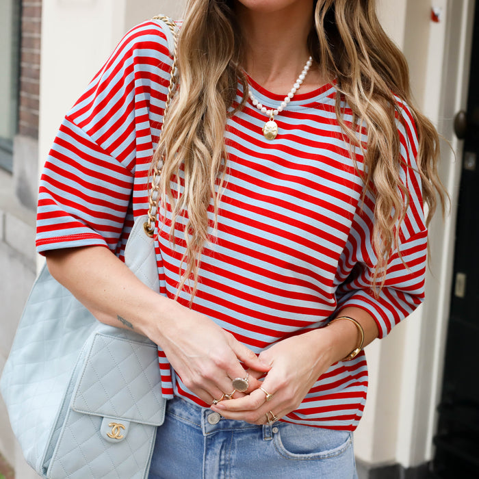 Maggy shirt streep blauw rood