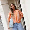 Maggy shirt streep oranje ecru