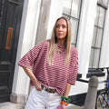 Maggy streep shirt bordeaux roze