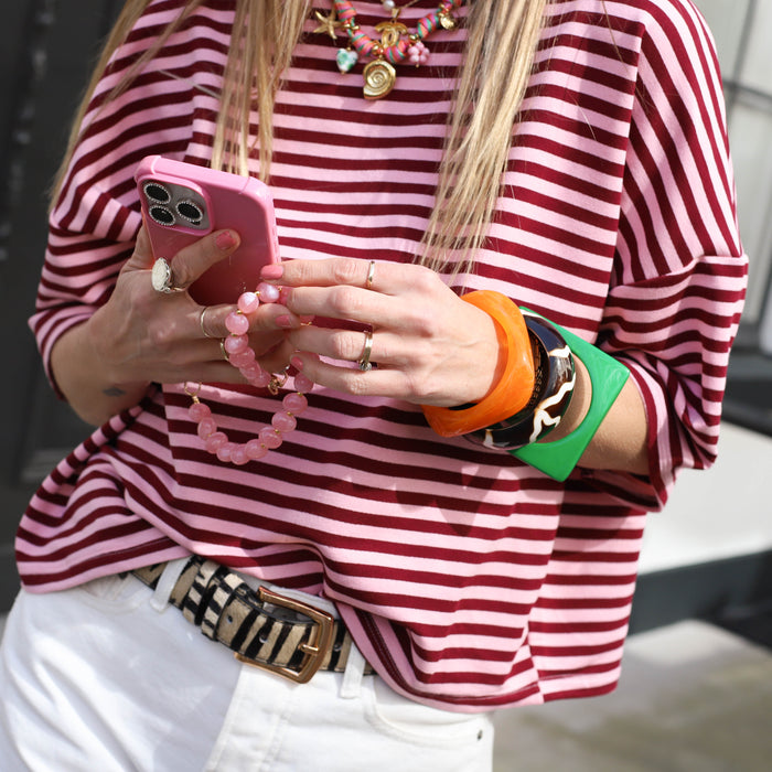 Maggy streep shirt bordeaux roze