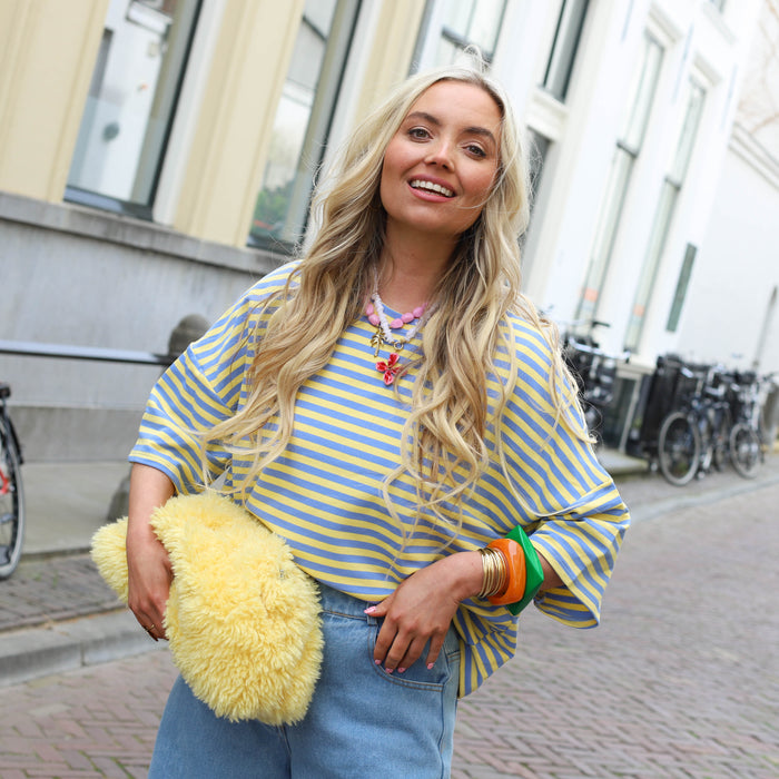 Maggy streep shirt geel blauw