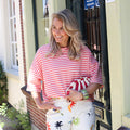 Maggy streep shirt koraal ecru
