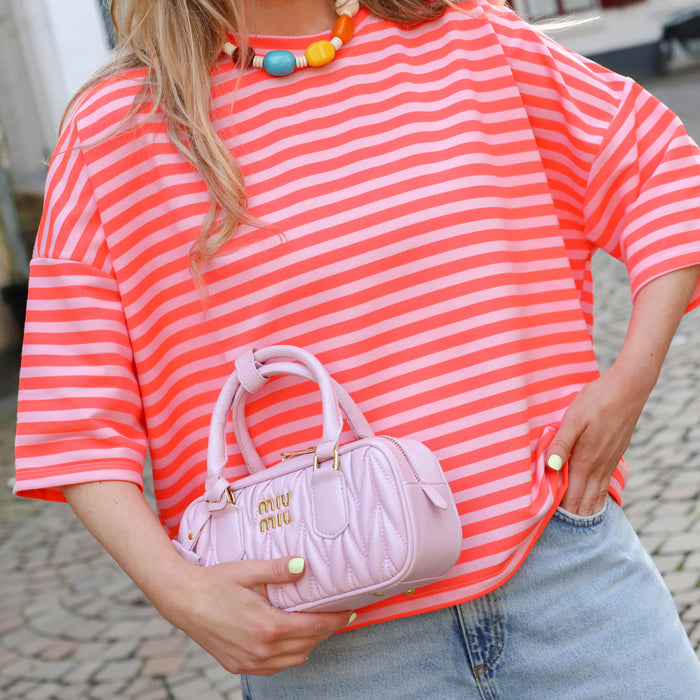 Maggy streep shirt lichtroze oranje