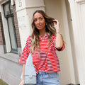 Maggy streep shirt roze rood