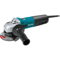 Makita 4-1/2" angle grinder with teal body and front safety guard