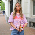 Margaritha tee streep roze lila