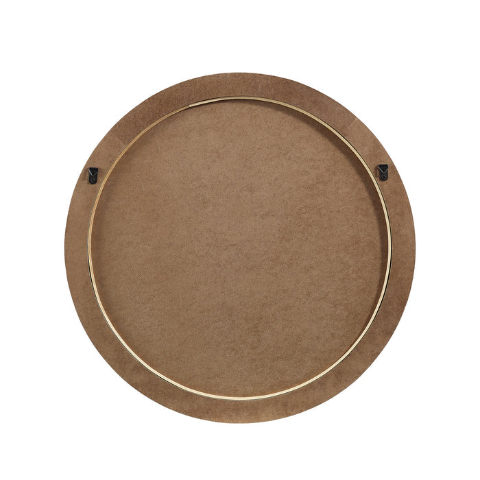 Marlow Real Wood and Rattan Round Wall Mirror