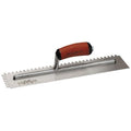 Large notch trowel with red DuraSoft handle and serrated edge